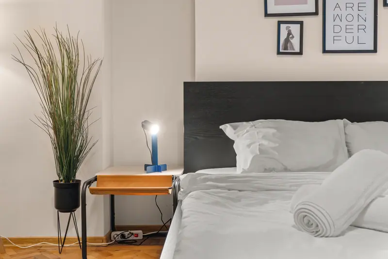Apartament cu pereți verde fistic și cărămidă aparentă, Bd. Mihail Kogălniceanu, București, fotografia 14